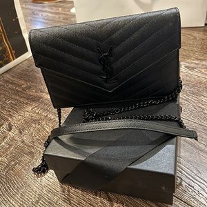 Saint Laurent YSL Monogram Envelope Chain Wallet